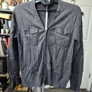 jf j.ferrar Men's Dark Gray Button-Front Sweater